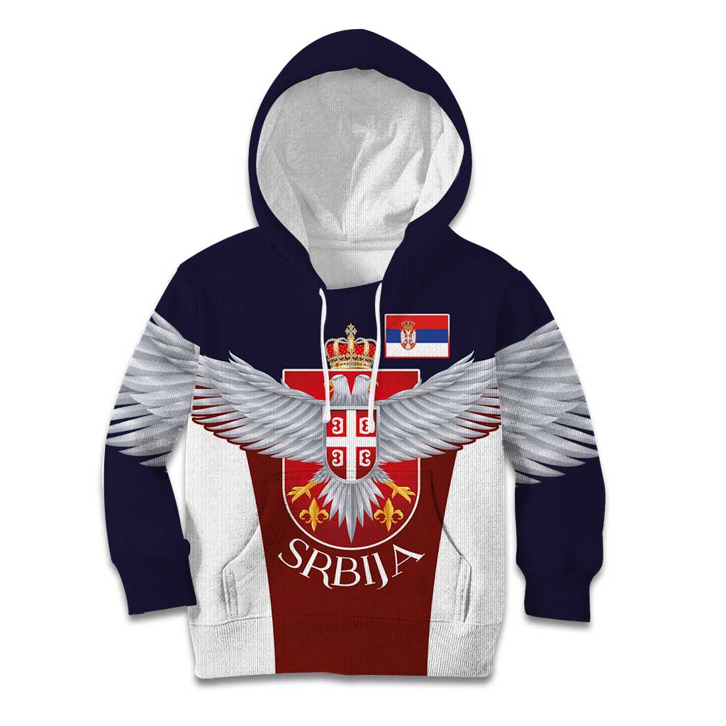 Serbia Kid Hoodie Double Headed Eage Emblem Sporty - Wonder Print Shop
