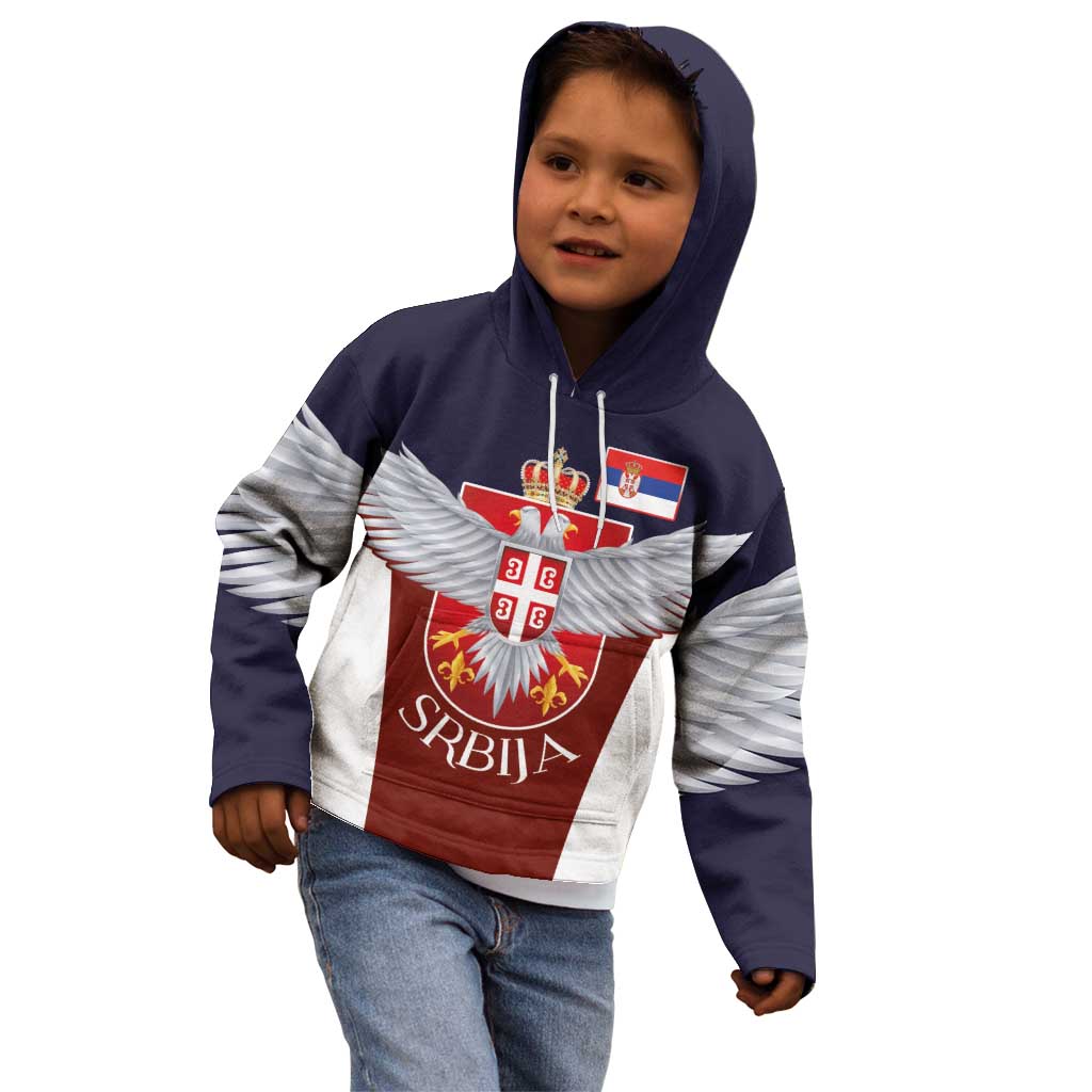 Serbia Kid Hoodie Double Headed Eage Emblem Sporty - Wonder Print Shop