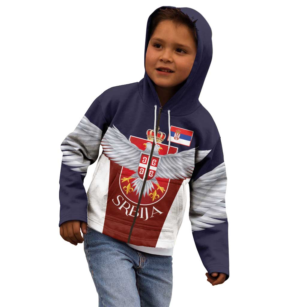Serbia Kid Hoodie Double Headed Eage Emblem Sporty - Wonder Print Shop
