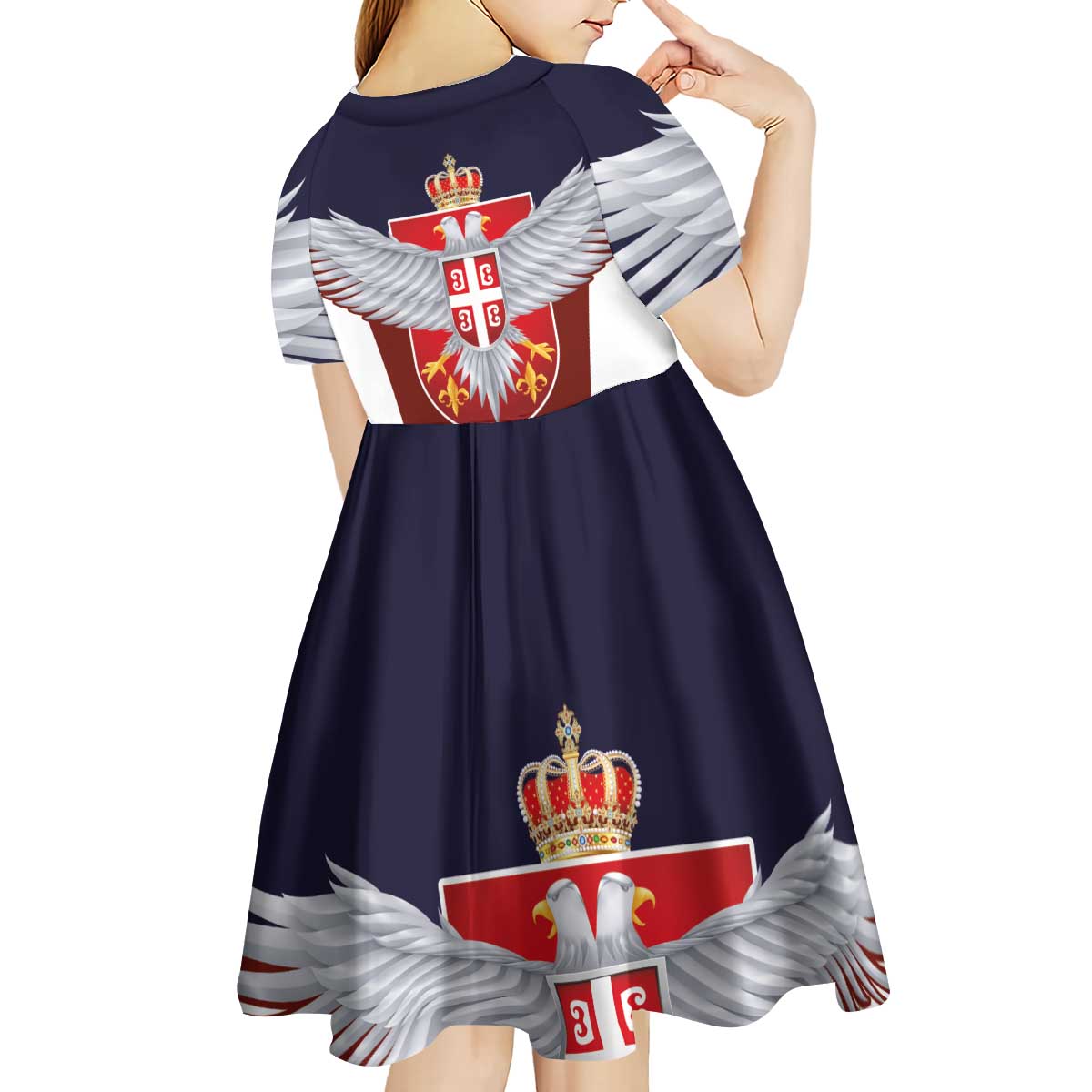 Serbia Kid Short Sleeve Dress Double Headed Eage Emblem Sporty - Wonder Print Shop