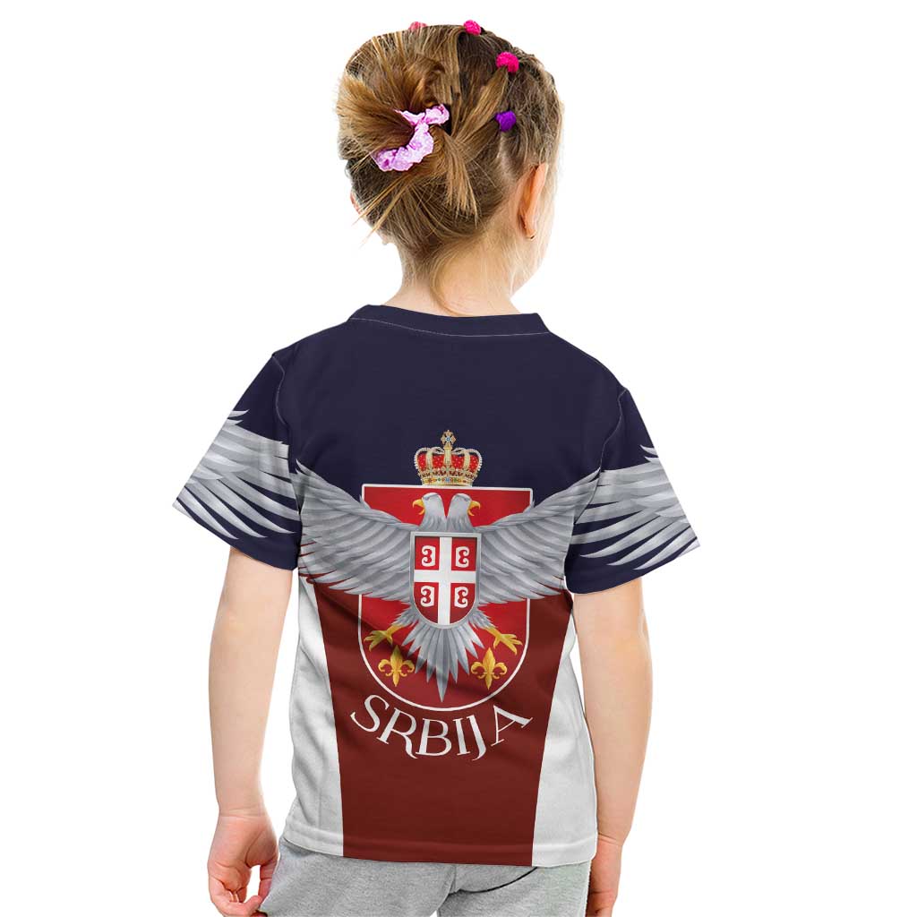 Serbia Kid T Shirt Double Headed Eage Emblem Sporty - Wonder Print Shop