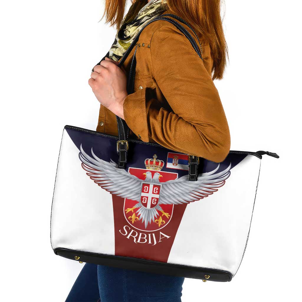 Serbia Leather Tote Bag Double Headed Eage Emblem Sporty - Wonder Print Shop