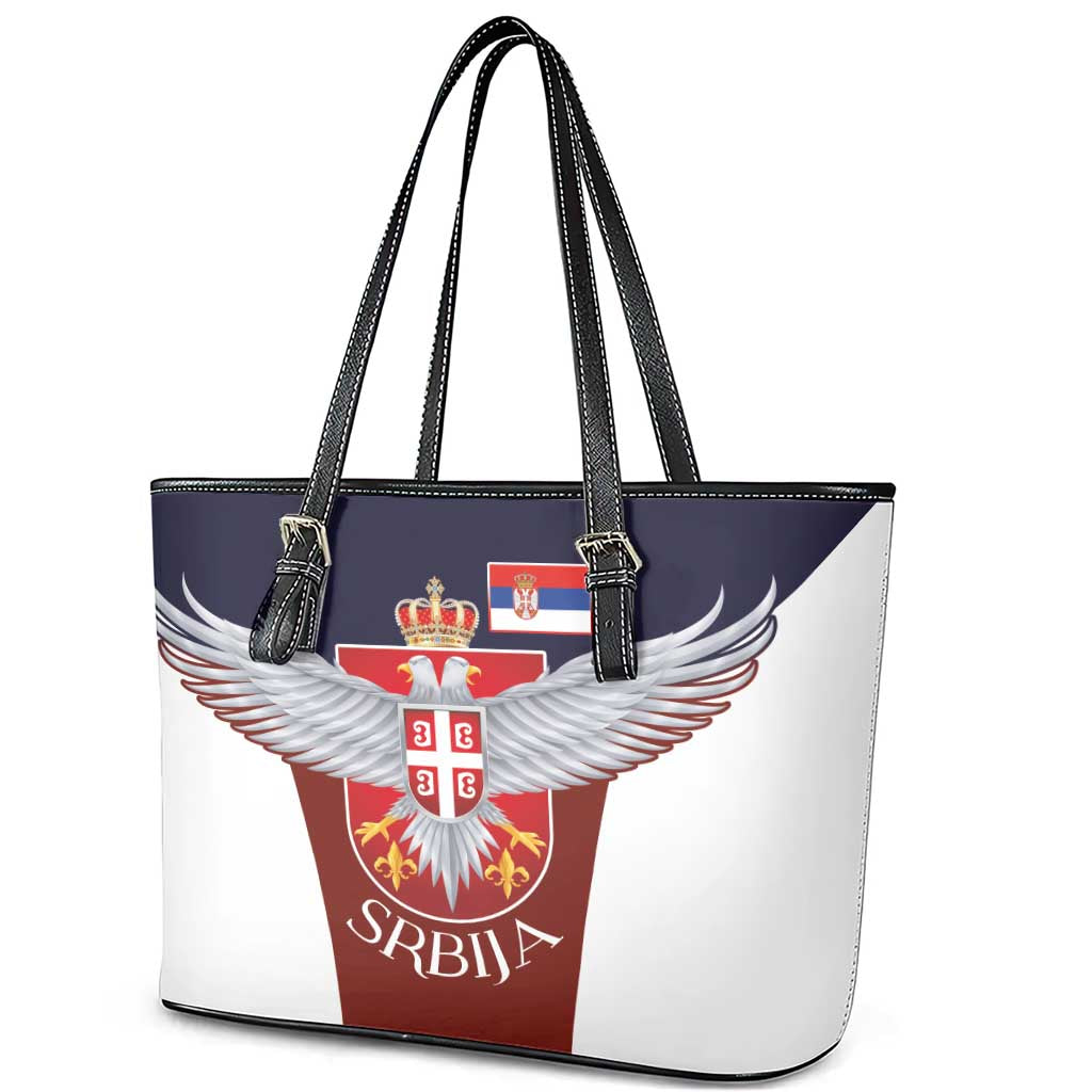Serbia Leather Tote Bag Double Headed Eage Emblem Sporty - Wonder Print Shop