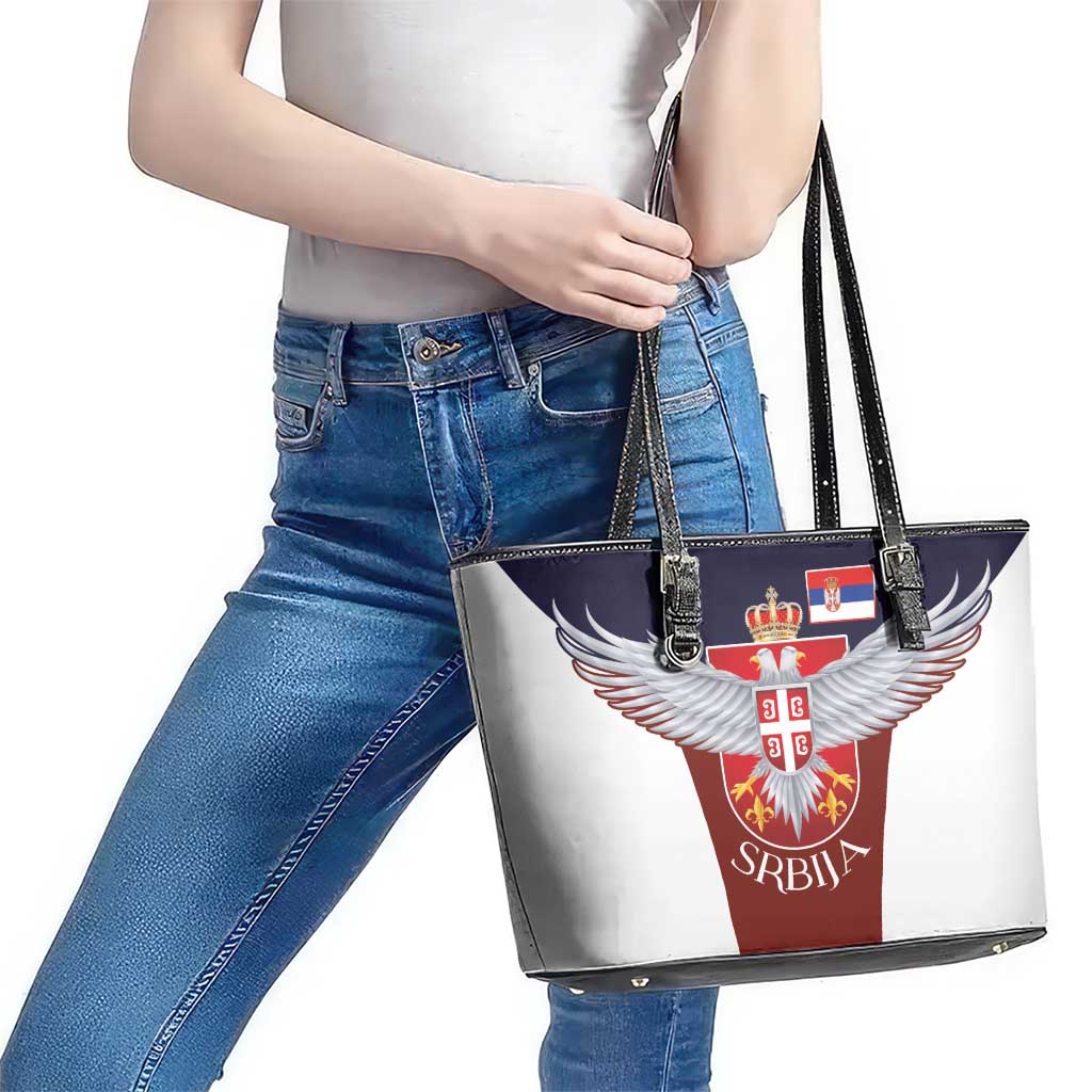 Serbia Leather Tote Bag Double Headed Eage Emblem Sporty - Wonder Print Shop