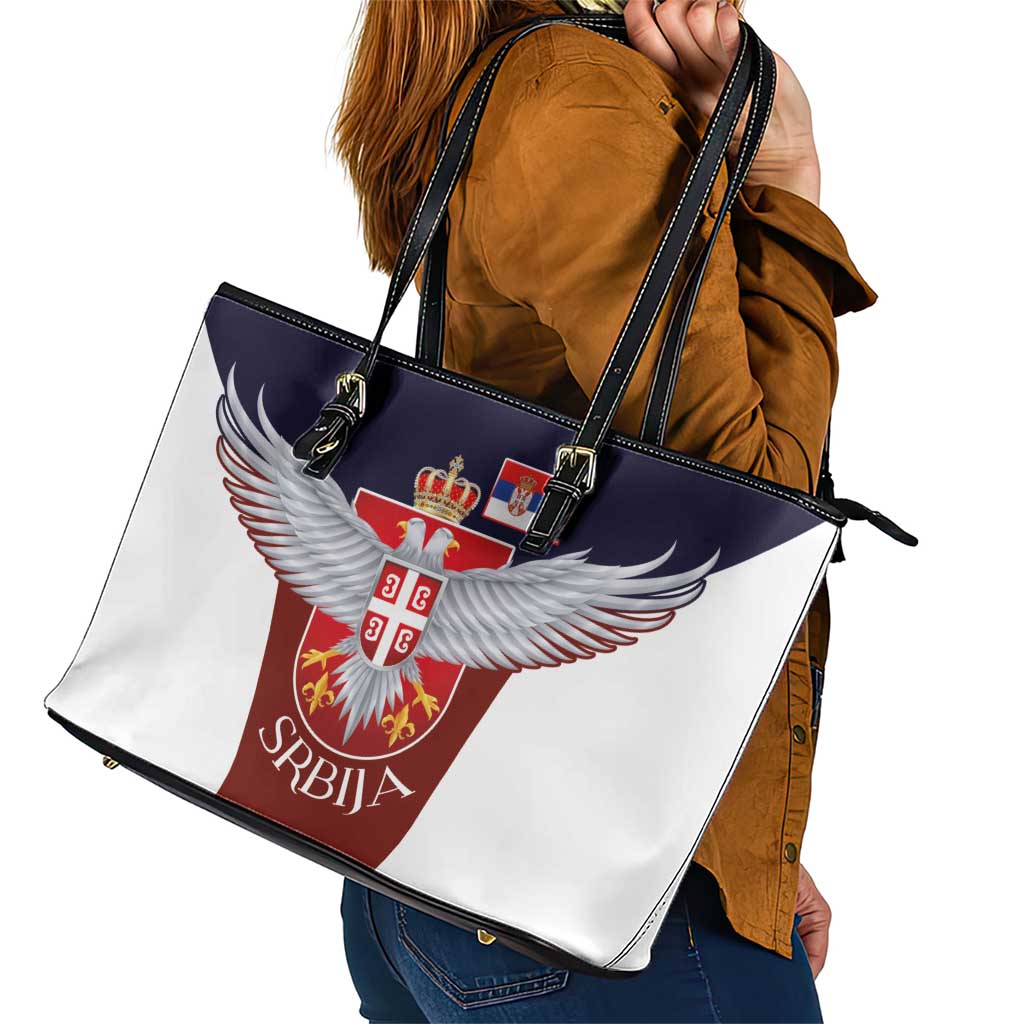 Serbia Leather Tote Bag Double Headed Eage Emblem Sporty - Wonder Print Shop