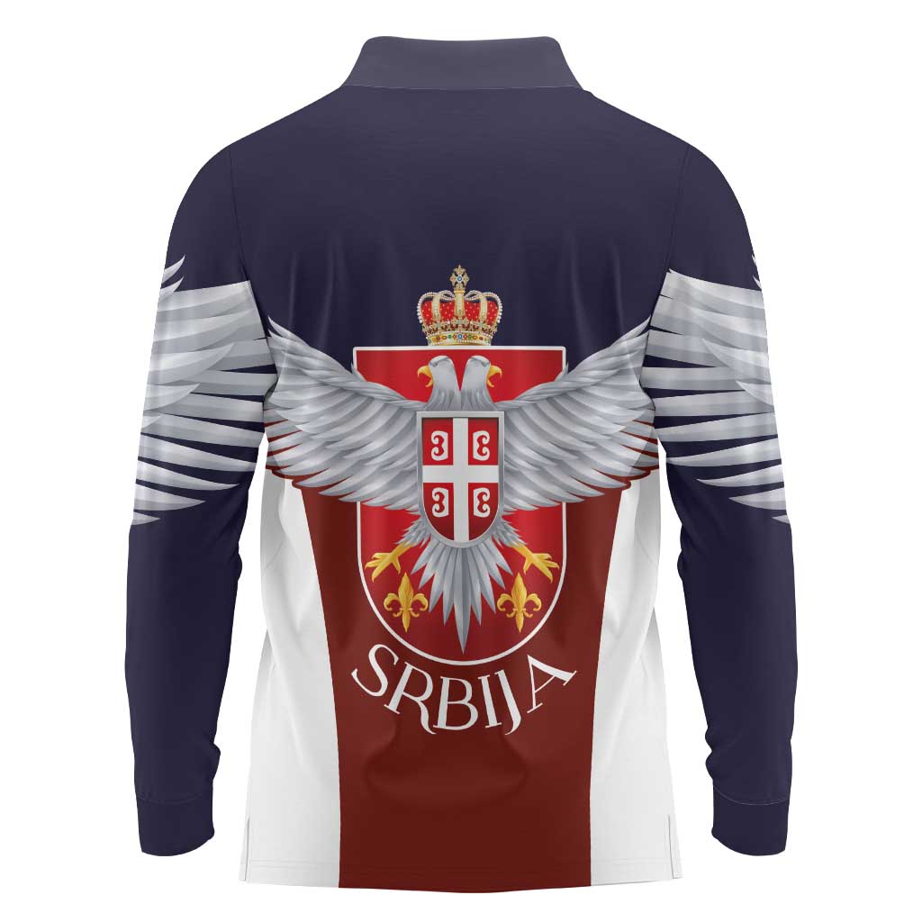 Serbia Long Sleeve Polo Shirt Double Headed Eage Emblem Sporty - Wonder Print Shop