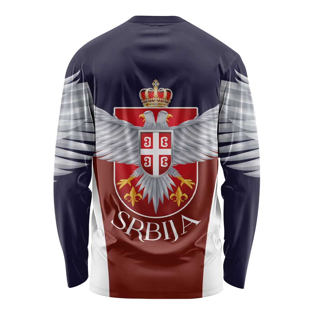 Serbia Long Sleeve Shirt Double Headed Eage Emblem Sporty - Wonder Print Shop