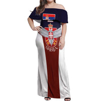 Serbia Off Shoulder Maxi Dress Double Headed Eage Emblem Sporty - Wonder Print Shop