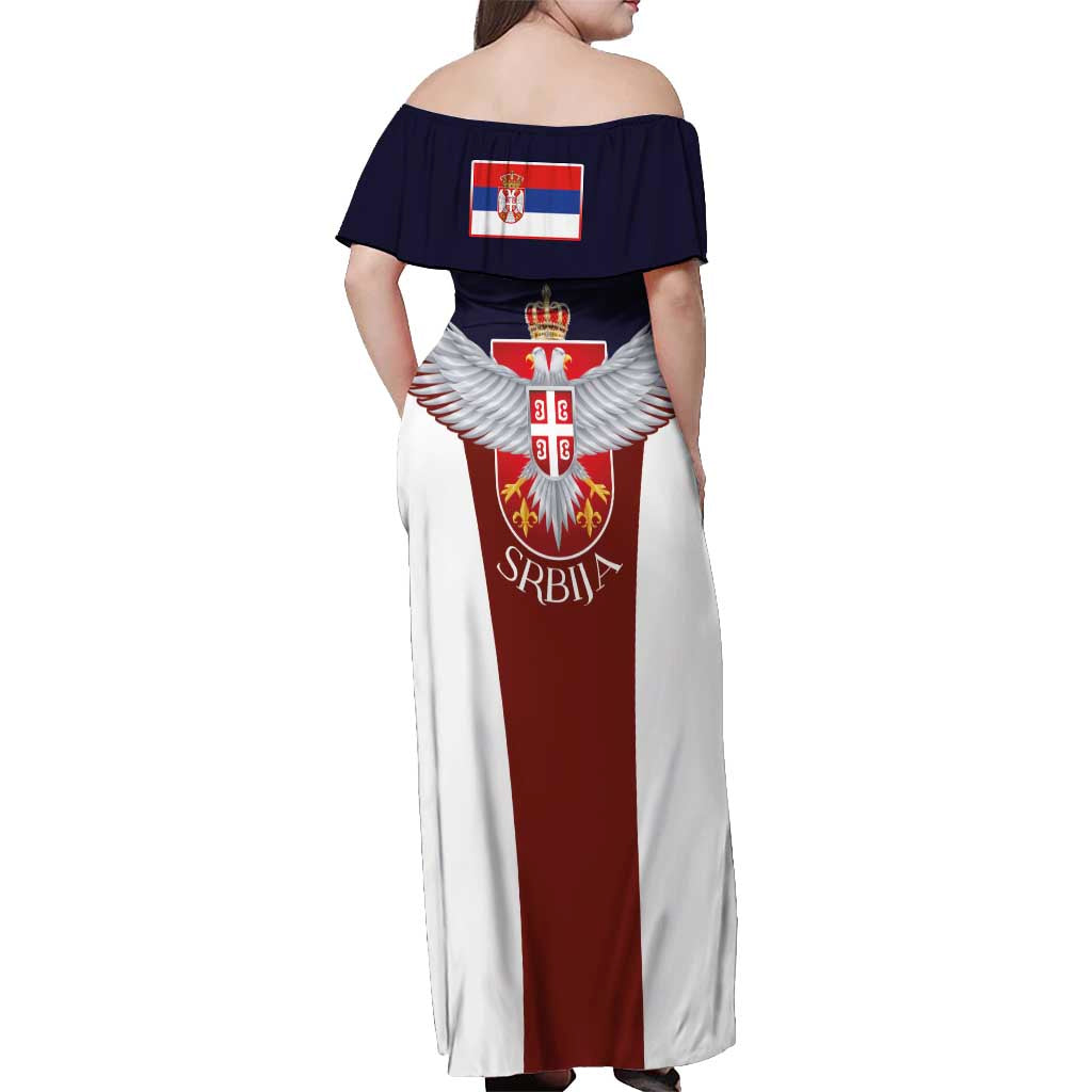 Serbia Off Shoulder Maxi Dress Double Headed Eage Emblem Sporty - Wonder Print Shop