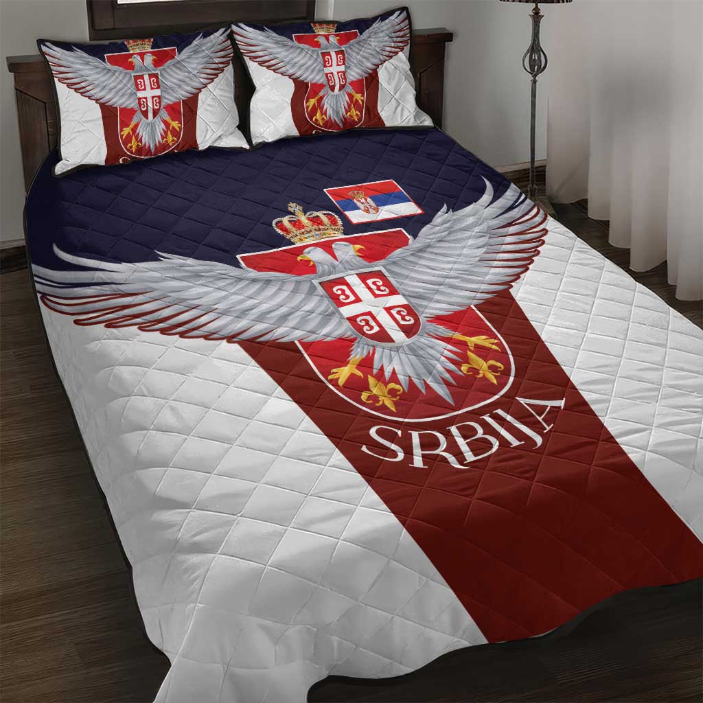 Serbia Quilt Bed Set Double Headed Eage Emblem Sporty - Wonder Print Shop