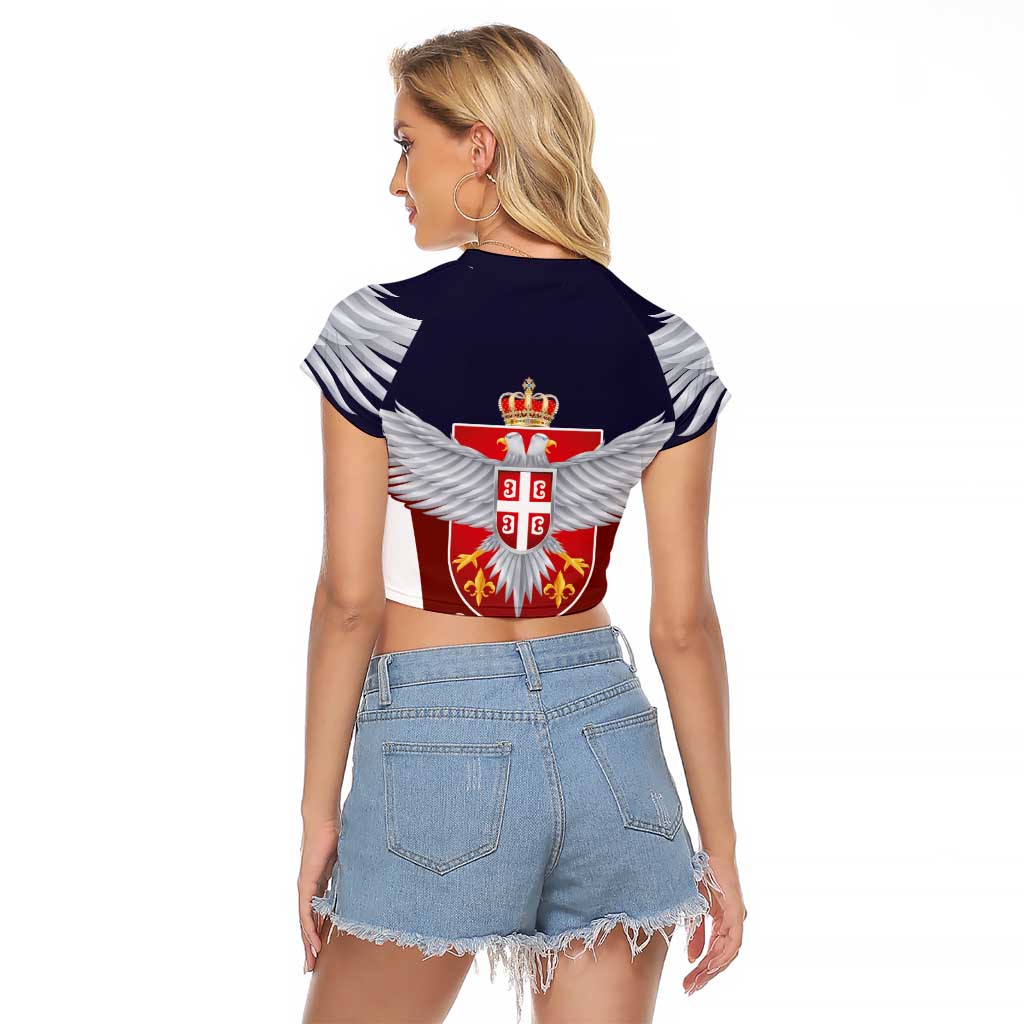 Serbia Raglan Cropped T Shirt Double Headed Eage Emblem Sporty - Wonder Print Shop