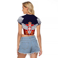 Serbia Raglan Cropped T Shirt Double Headed Eage Emblem Sporty - Wonder Print Shop