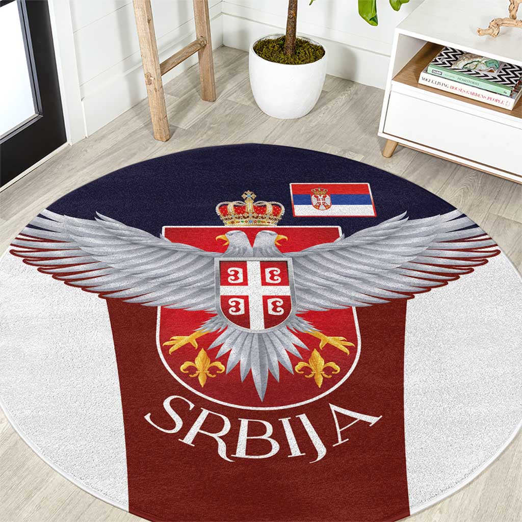 Serbia Round Carpet Double Headed Eage Emblem Sporty - Wonder Print Shop