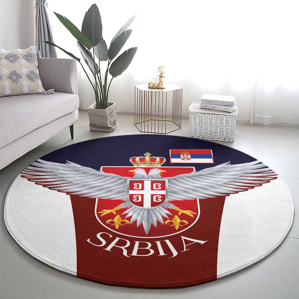 Serbia Round Carpet Double Headed Eage Emblem Sporty - Wonder Print Shop