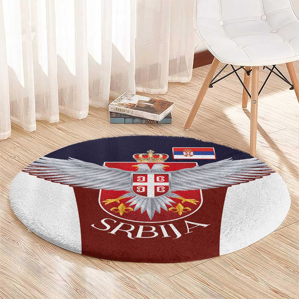 Serbia Round Carpet Double Headed Eage Emblem Sporty - Wonder Print Shop