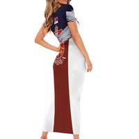 Serbia Short Sleeve Bodycon Dress Double Headed Eage Emblem Sporty - Wonder Print Shop