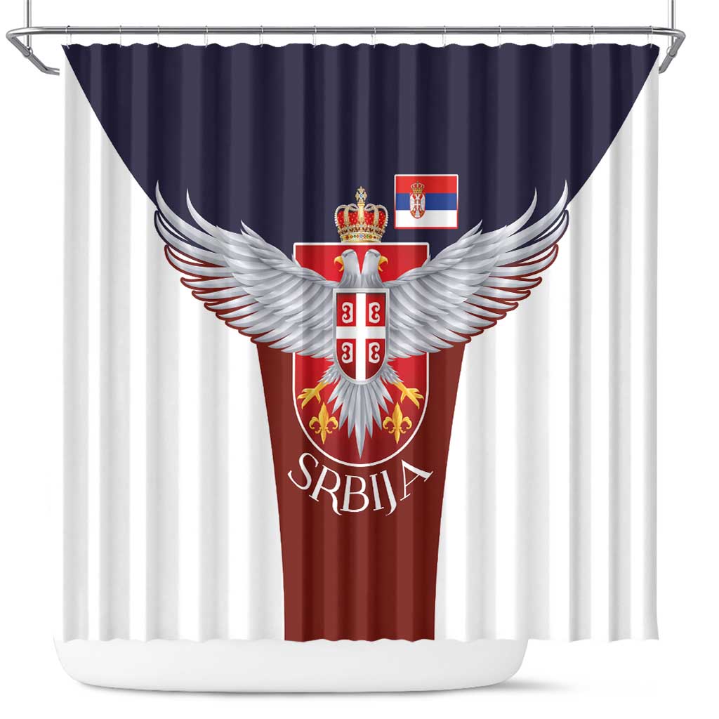 Serbia Shower Curtain Double Headed Eage Emblem Sporty - Wonder Print Shop