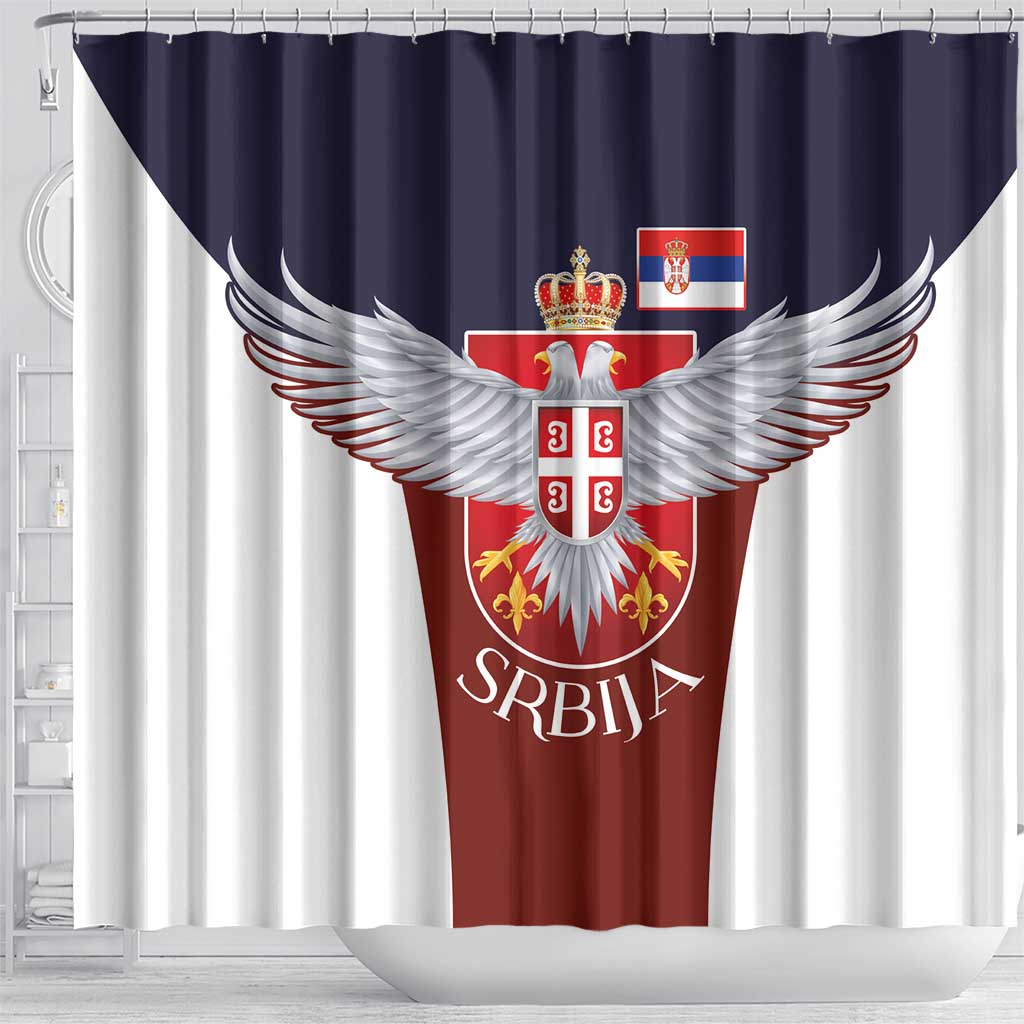 Serbia Shower Curtain Double Headed Eage Emblem Sporty - Wonder Print Shop