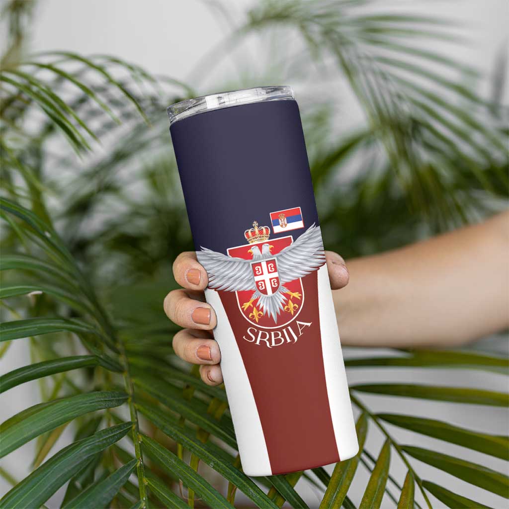 Serbia Skinny Tumbler Double Headed Eage Emblem Sporty - Wonder Print Shop