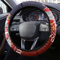 Serbia Steering Wheel Cover Double Headed Eage Emblem Sporty - Wonder Print Shop