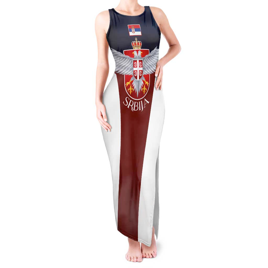 Serbia Tank Maxi Dress Double Headed Eage Emblem Sporty - Wonder Print Shop