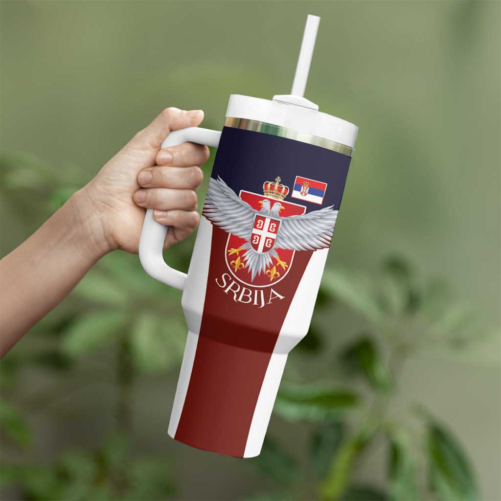 Serbia Tumbler With Handle Double Headed Eage Emblem Sporty - Wonder Print Shop