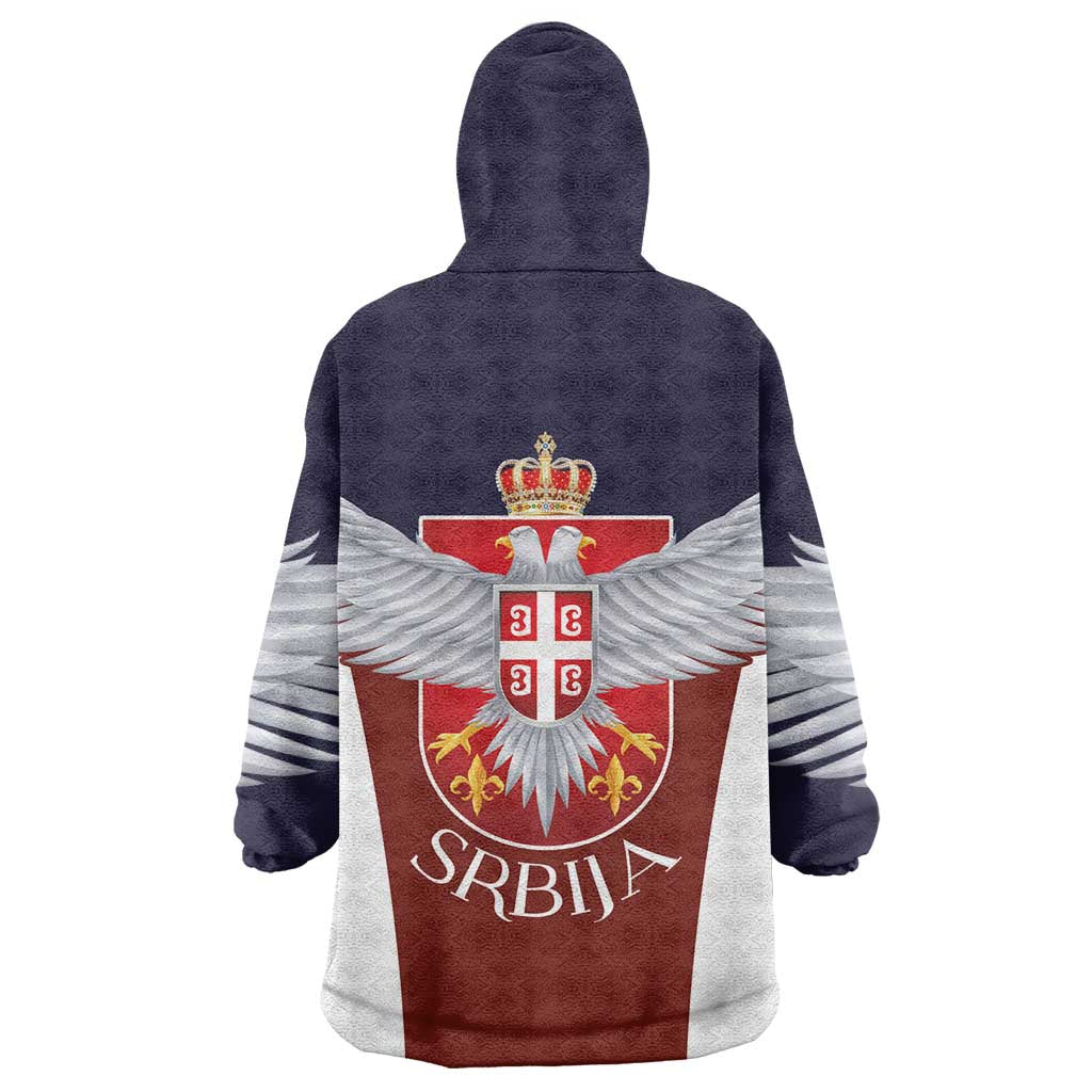 Serbia Wearable Blanket Hoodie Double Headed Eage Emblem Sporty - Wonder Print Shop