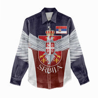 Serbia Women Casual Shirt Double Headed Eage Emblem Sporty - Wonder Print Shop