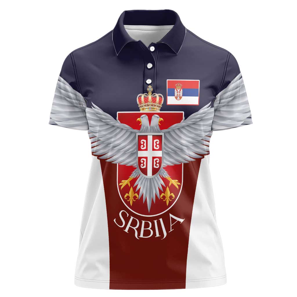 Serbia Women Polo Shirt Double Headed Eage Emblem Sporty - Wonder Print Shop