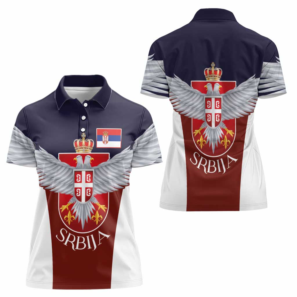 Serbia Women Polo Shirt Double Headed Eage Emblem Sporty - Wonder Print Shop