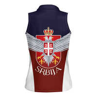 Serbia Women Sleeveless Polo Shirt Double Headed Eage Emblem Sporty - Wonder Print Shop