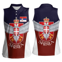 Serbia Women Sleeveless Polo Shirt Double Headed Eage Emblem Sporty - Wonder Print Shop