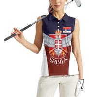 Serbia Women Sleeveless Polo Shirt Double Headed Eage Emblem Sporty - Wonder Print Shop