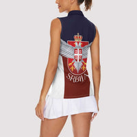 Serbia Women Sleeveless Polo Shirt Double Headed Eage Emblem Sporty - Wonder Print Shop