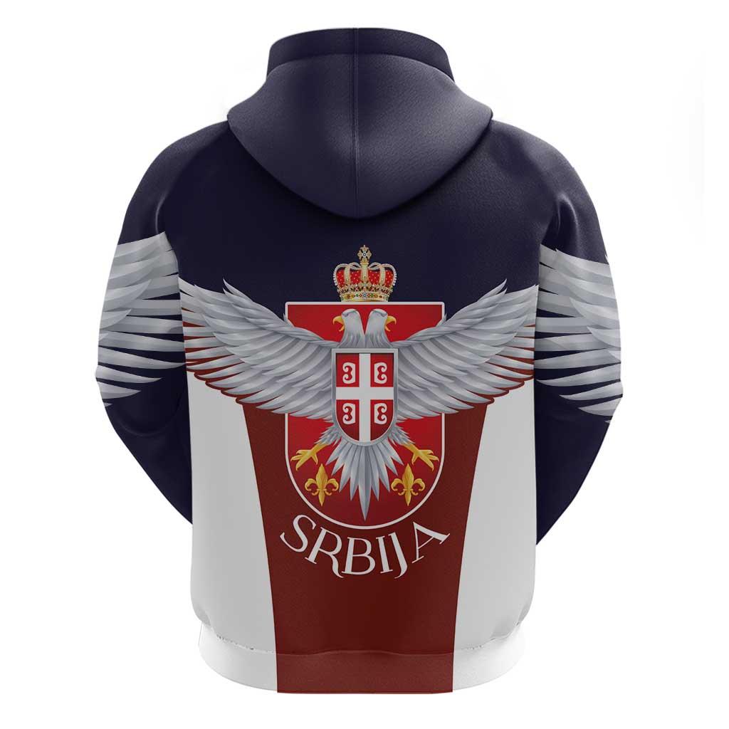 Serbia Zip Hoodie Double Headed Eage Emblem Sporty - Wonder Print Shop