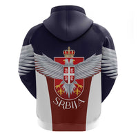 Serbia Zip Hoodie Double Headed Eage Emblem Sporty - Wonder Print Shop