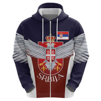 Serbia Zip Hoodie Double Headed Eage Emblem Sporty - Wonder Print Shop
