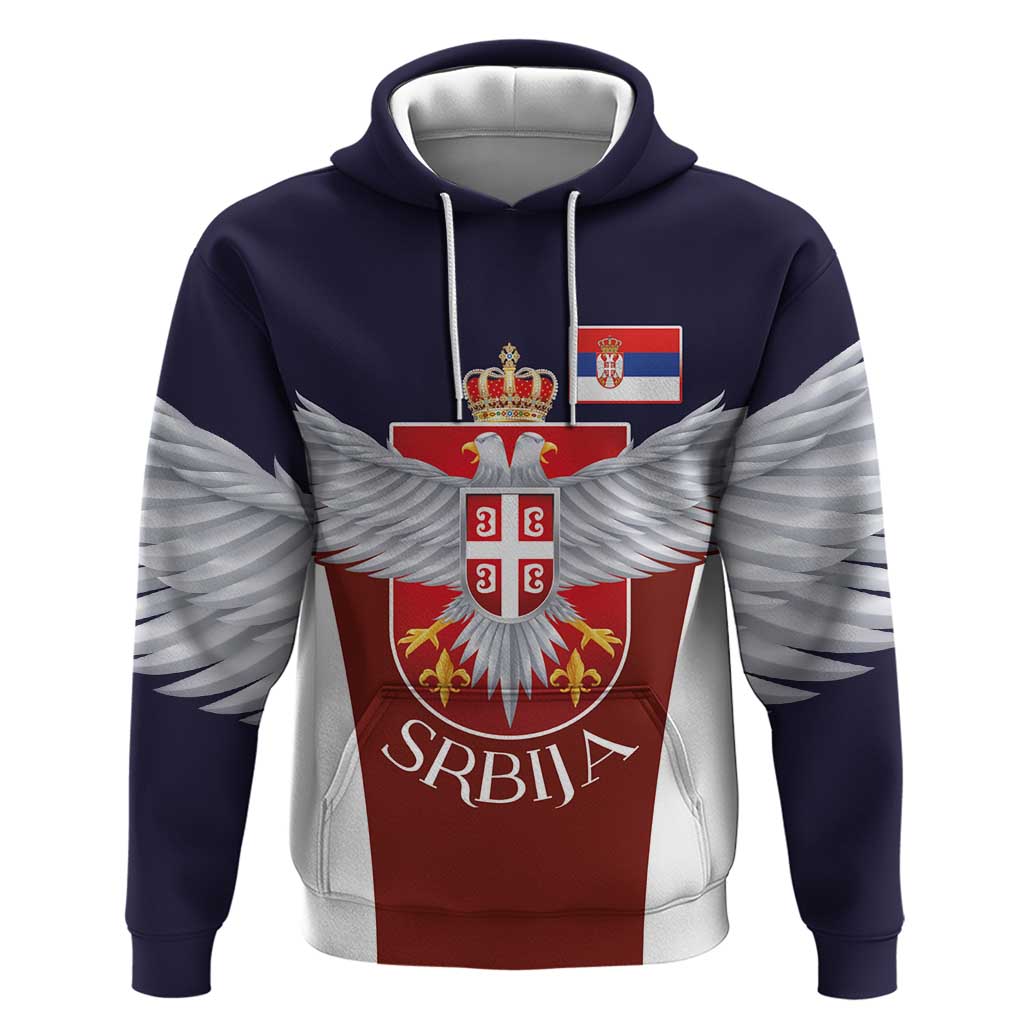 Serbia Zip Hoodie Double Headed Eage Emblem Sporty - Wonder Print Shop