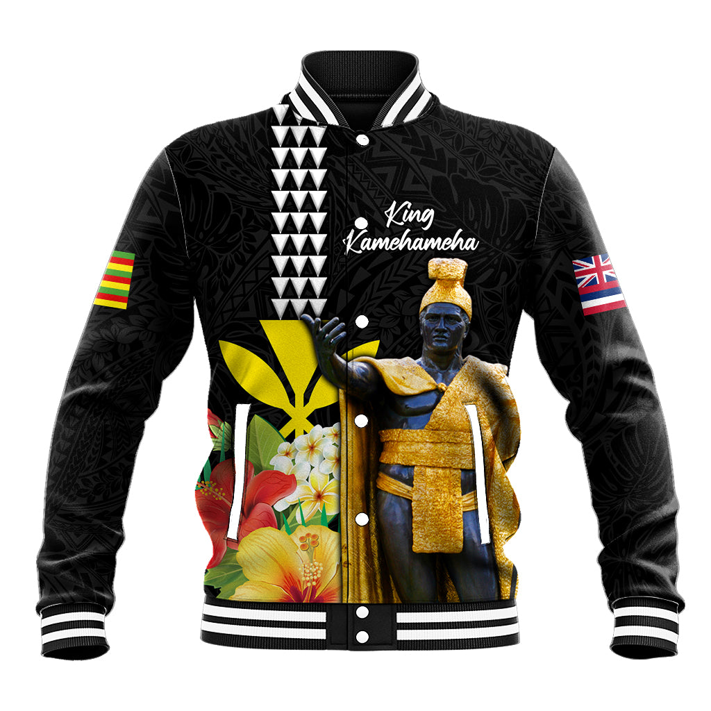 Hawaii King Kamehameha Day Baseball Jacket Kanaka Maoli Hibiscus Flower and Kakau Pattern - Wonder Print Shop
