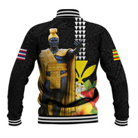 Hawaii King Kamehameha Day Baseball Jacket Kanaka Maoli Hibiscus Flower and Kakau Pattern - Wonder Print Shop