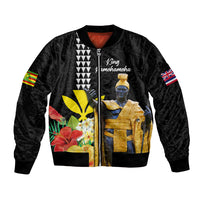 Hawaii King Kamehameha Day Bomber Jacket Kanaka Maoli Hibiscus Flower and Kakau Pattern - Wonder Print Shop
