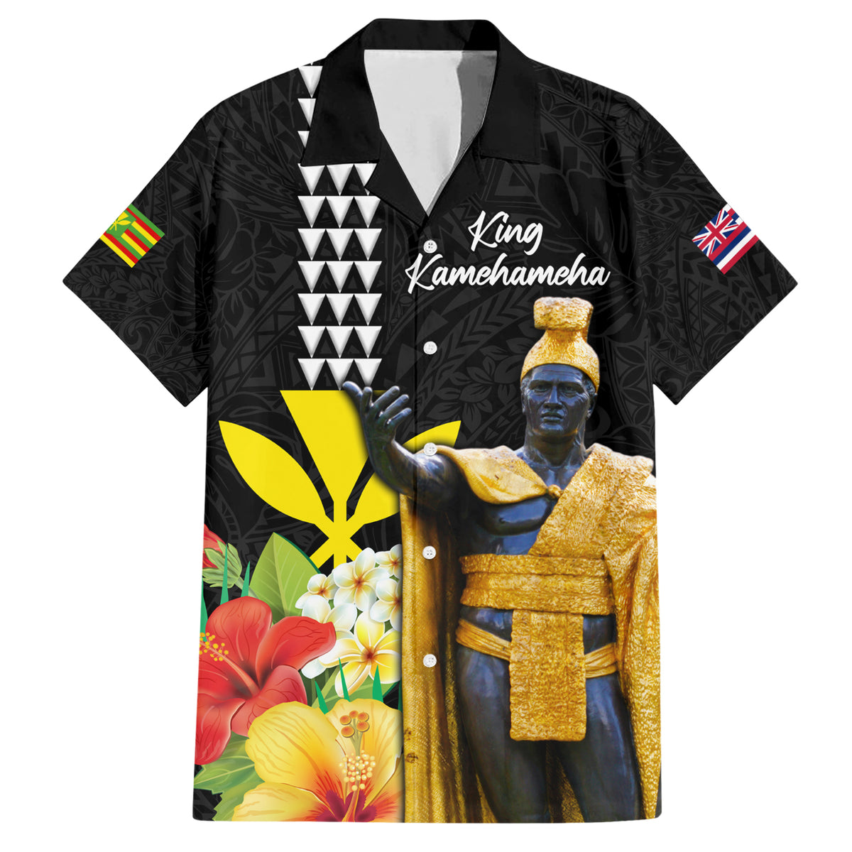 Hawaii King Kamehameha Day Family Matching Short Sleeve Bodycon Dress and Hawaiian Shirt Kanaka Maoli Hibiscus Flower and Kakau Pattern - Wonder Print Shop