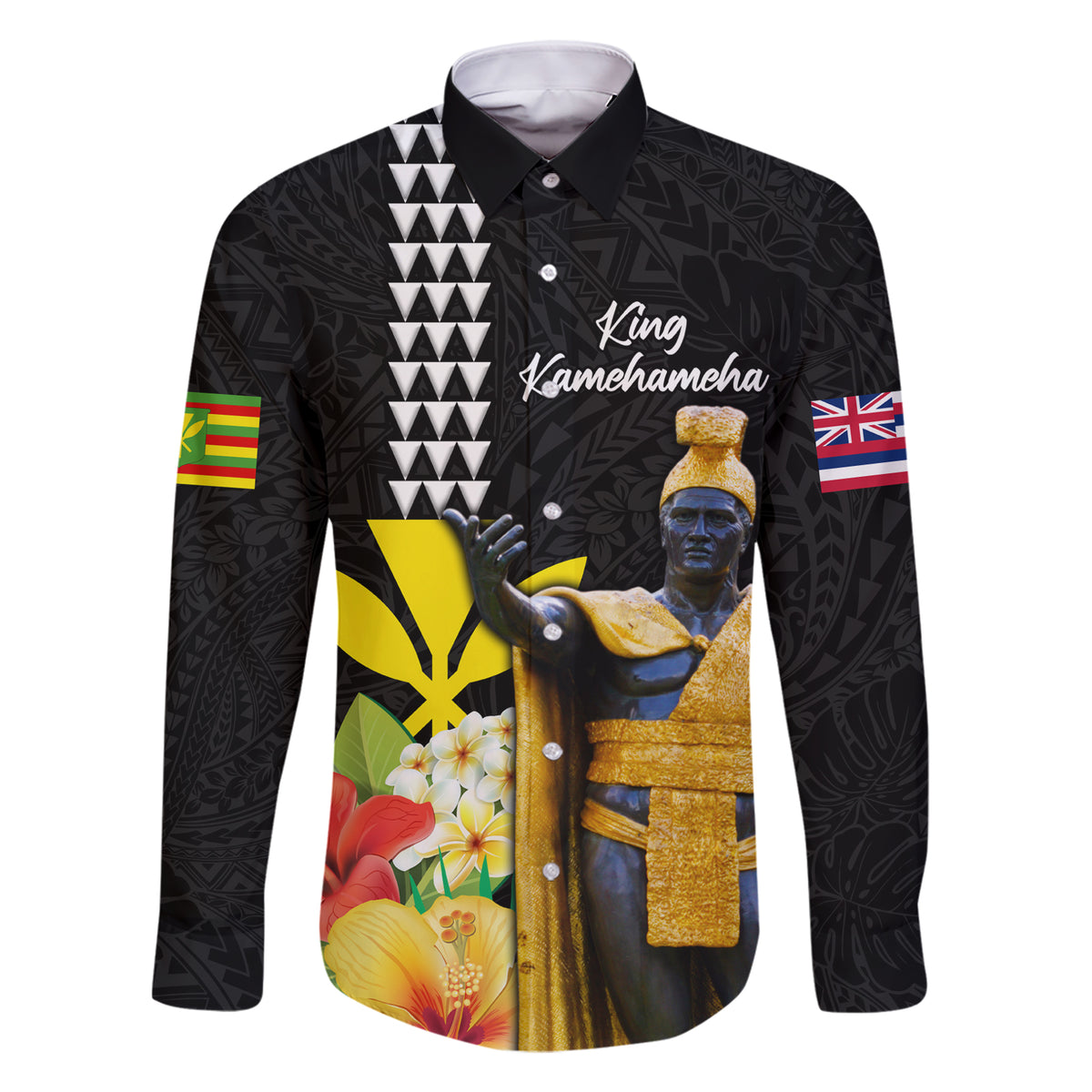 Hawaii King Kamehameha Day Family Matching Short Sleeve Bodycon Dress and Hawaiian Shirt Kanaka Maoli Hibiscus Flower and Kakau Pattern - Wonder Print Shop