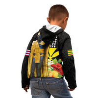 Hawaii King Kamehameha Day Kid Hoodie Kanaka Maoli Hibiscus Flower and Kakau Pattern - Wonder Print Shop