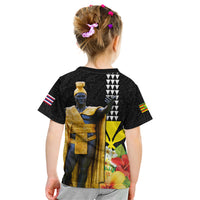 Hawaii King Kamehameha Day Kid T Shirt Kanaka Maoli Hibiscus Flower and Kakau Pattern - Wonder Print Shop