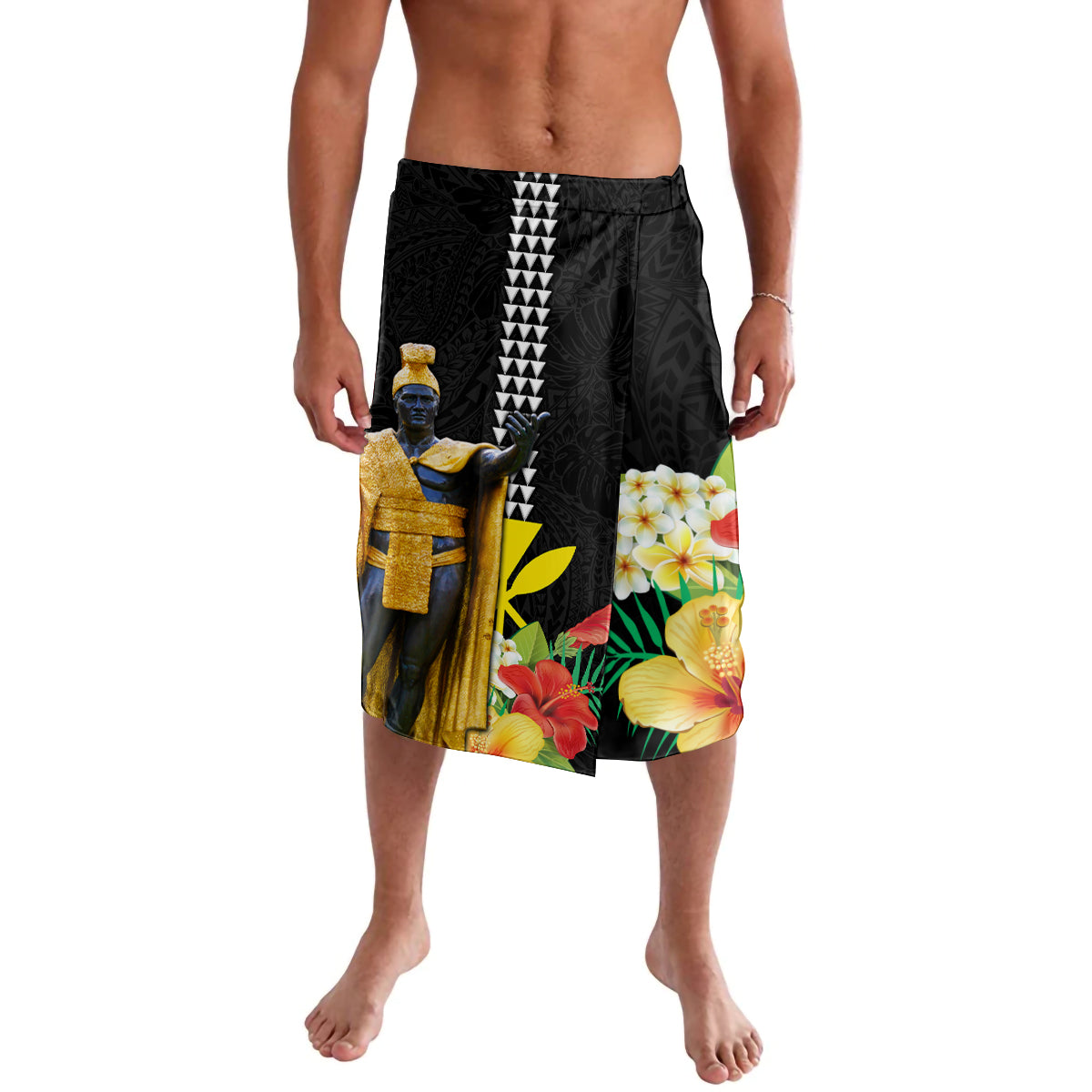 Hawaii King Kamehameha Day Lavalava Kanaka Maoli Hibiscus Flower and Kakau Pattern - Wonder Print Shop