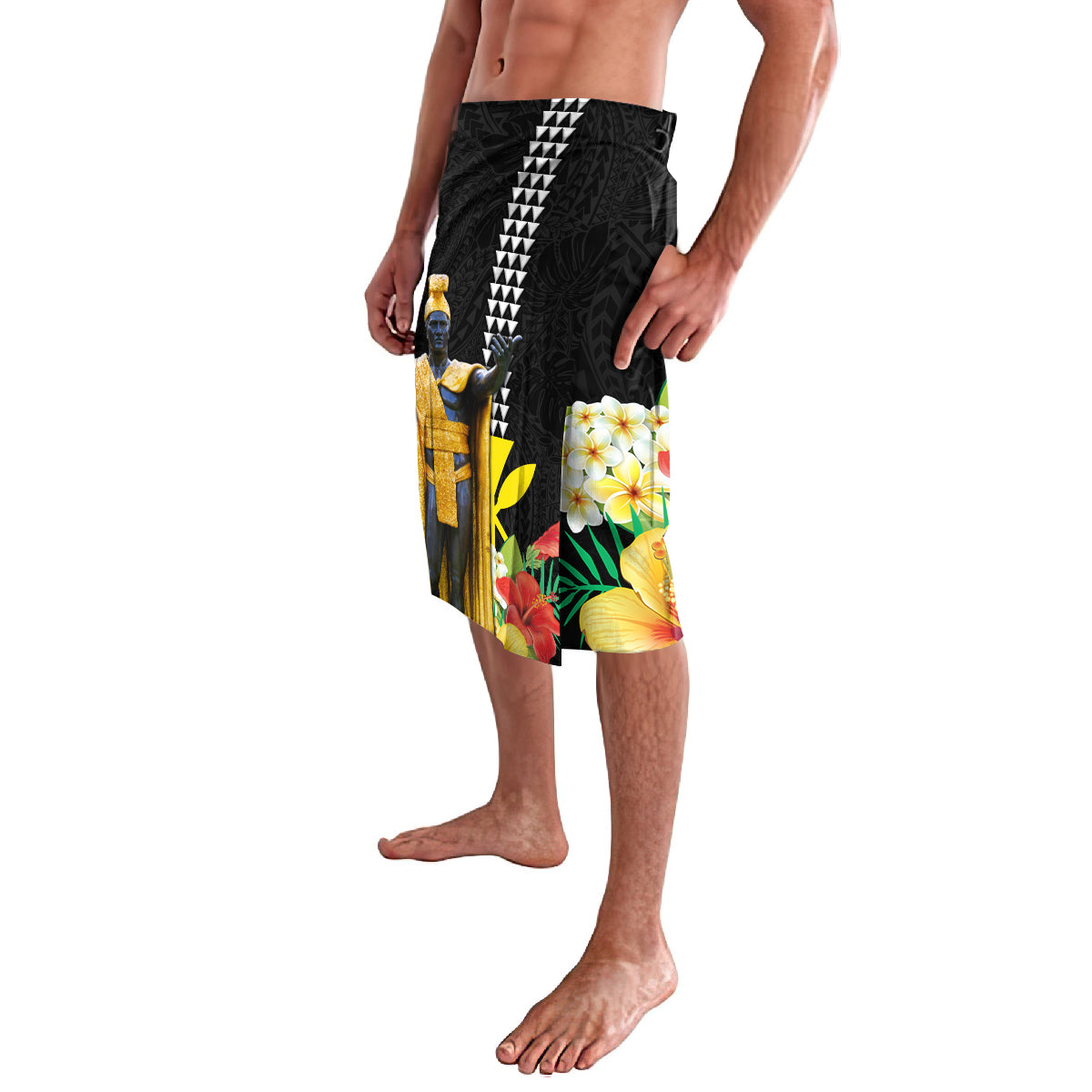 Hawaii King Kamehameha Day Lavalava Kanaka Maoli Hibiscus Flower and Kakau Pattern - Wonder Print Shop