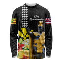 Hawaii King Kamehameha Day Long Sleeve Shirt Kanaka Maoli Hibiscus Flower and Kakau Pattern - Wonder Print Shop