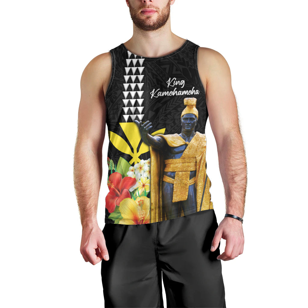 Hawaii King Kamehameha Day Men Tank Top Kanaka Maoli Hibiscus Flower and Kakau Pattern - Wonder Print Shop