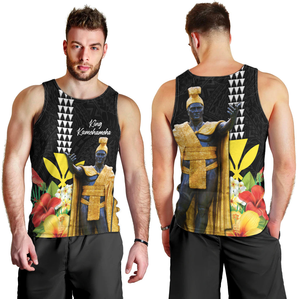 Hawaii King Kamehameha Day Men Tank Top Kanaka Maoli Hibiscus Flower and Kakau Pattern - Wonder Print Shop